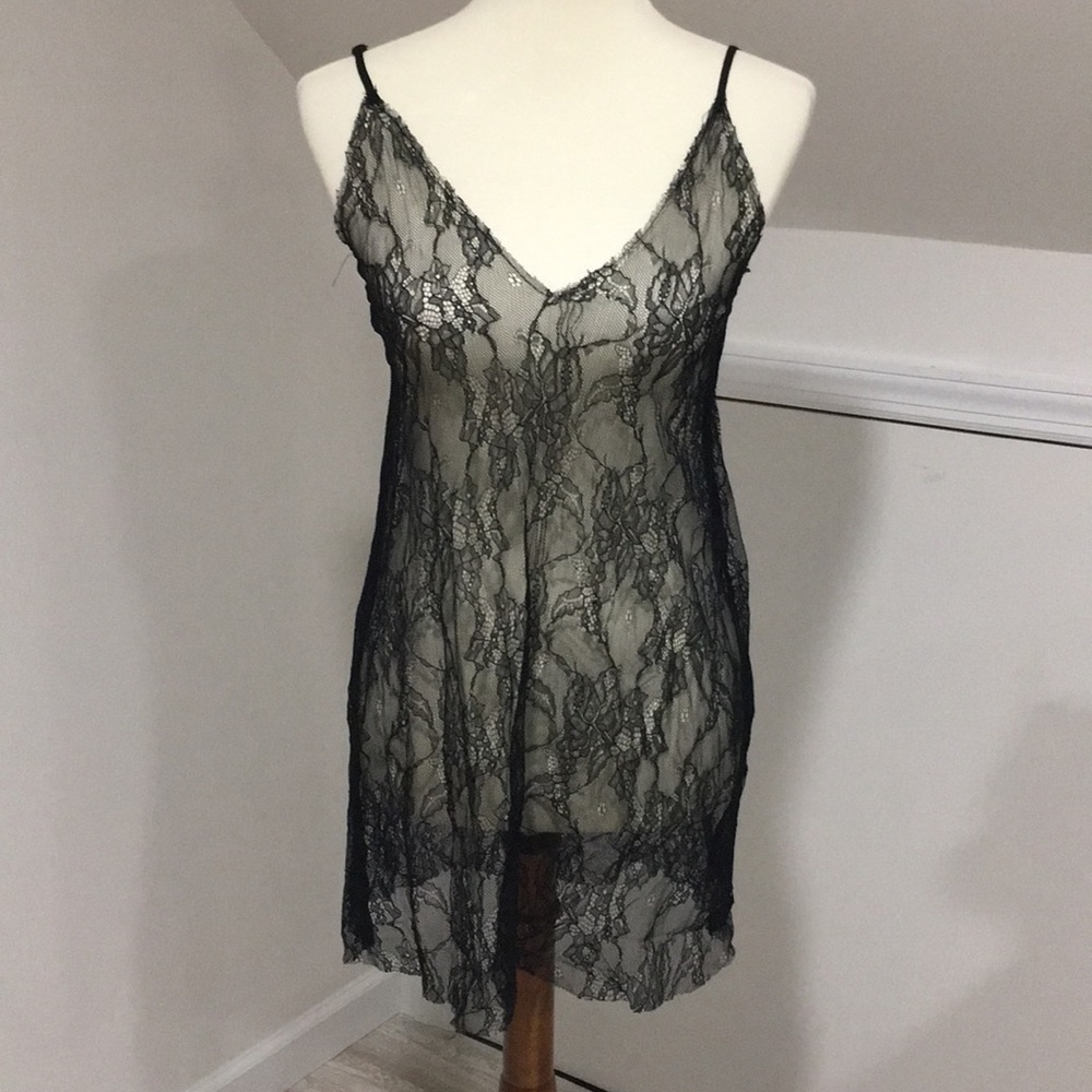 Sheer lace nighty in black